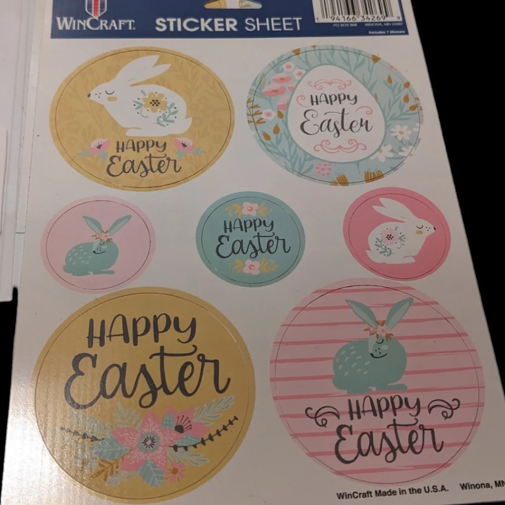 Wincraft Pastel Happy Easter Decal & Sticker Sheet Set NWT